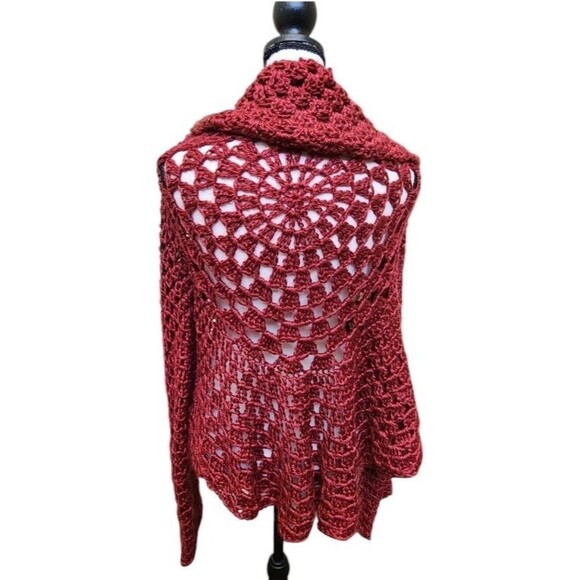 Red Crochet Shrug Bolero Granny Square Stitch - Picture 4 of 7